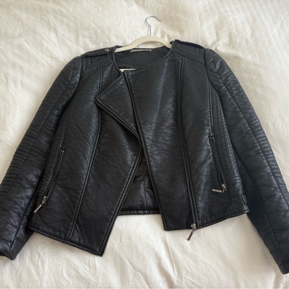 Gaudi' Black Leather Biker Jacket - Picture 1 of 6